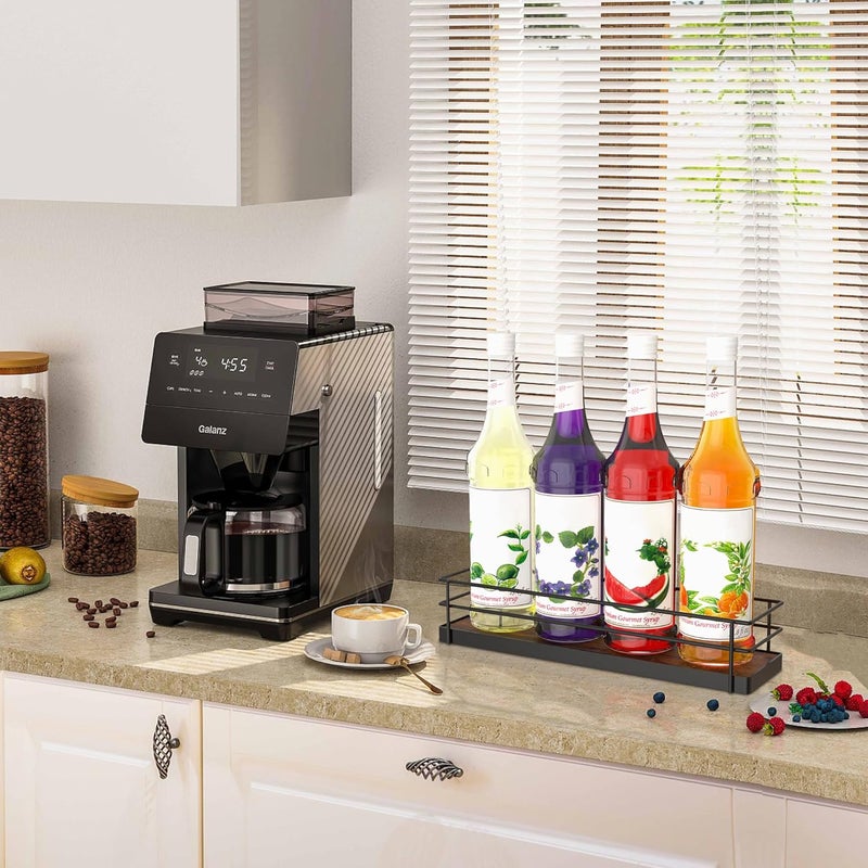 Alyoen Coffee Syrup Rack Organizer, Syrup Holder Stand for Coffee Bar, 4 Bottles Small Coffee Bar Organizer Shelf, Coffee Station Organizer for Countertop Wine, Liquor - Image 2